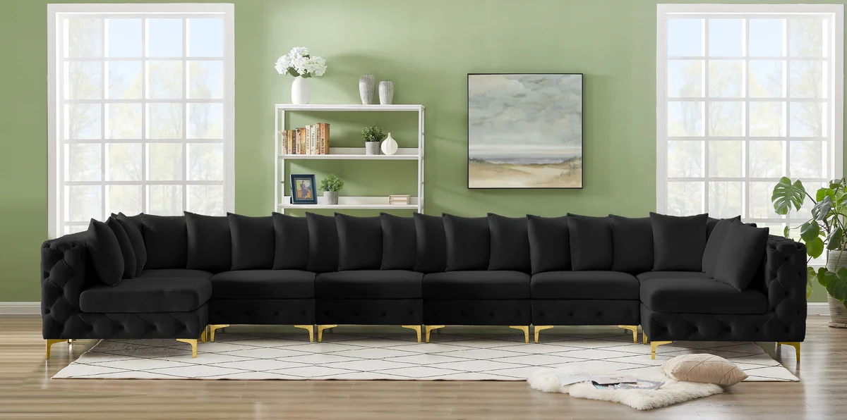 Tremblay - 8 Piece Modular U-Shaped Armless Sectional - Black