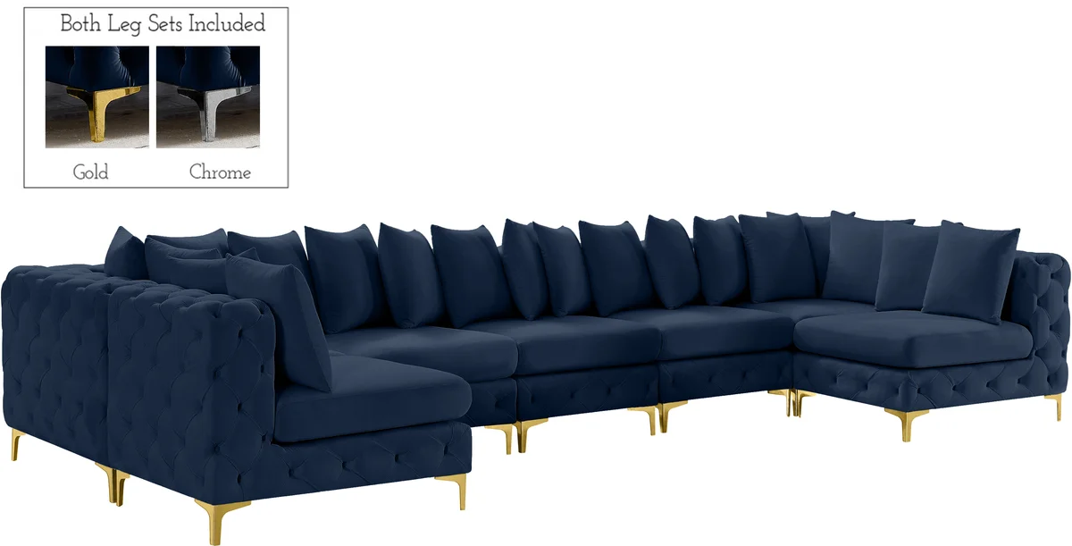 Tremblay - 8 Piece Modular U-Shaped Armless Sectional - Navy