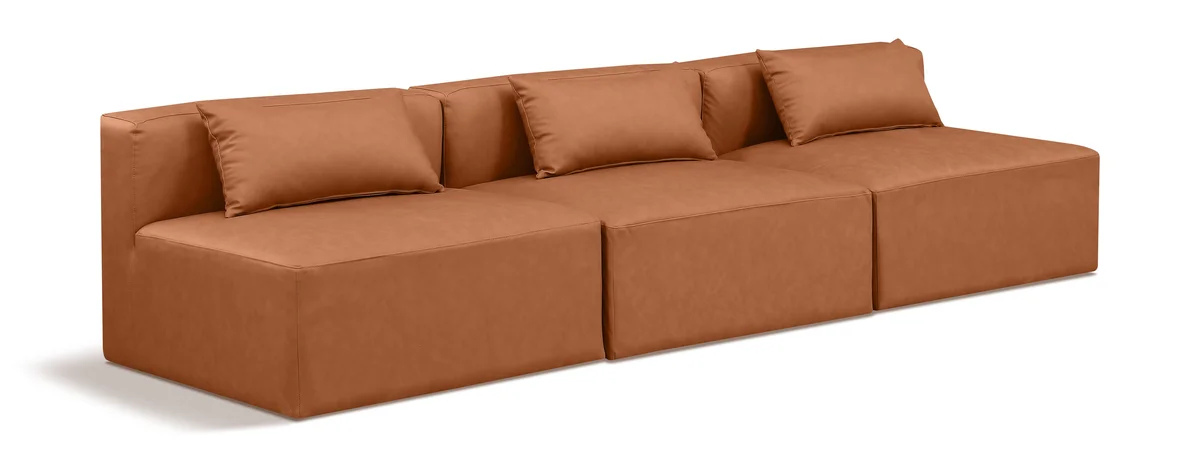 Cube - Modular 3 Seat Armless Sofa - Cognac