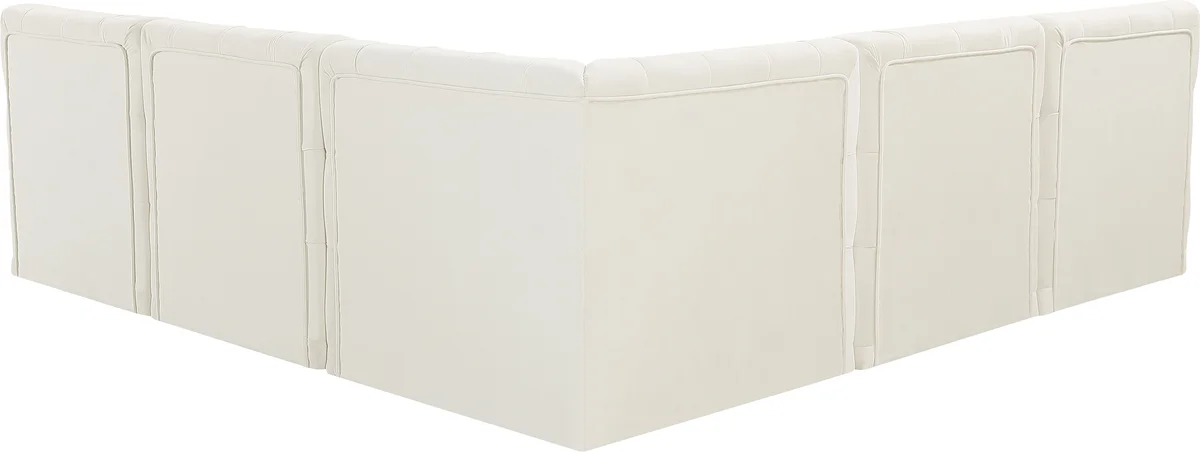 Tuft - 5 Piece Modular Corner Armless Sectional - Cream