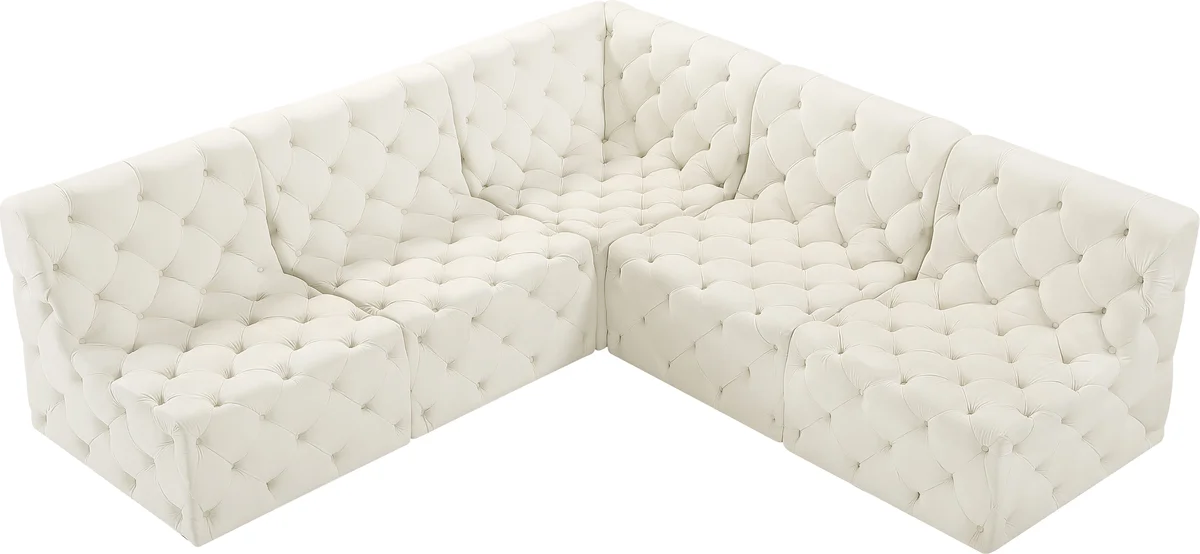 Tuft - 5 Piece Modular Corner Armless Sectional - Cream