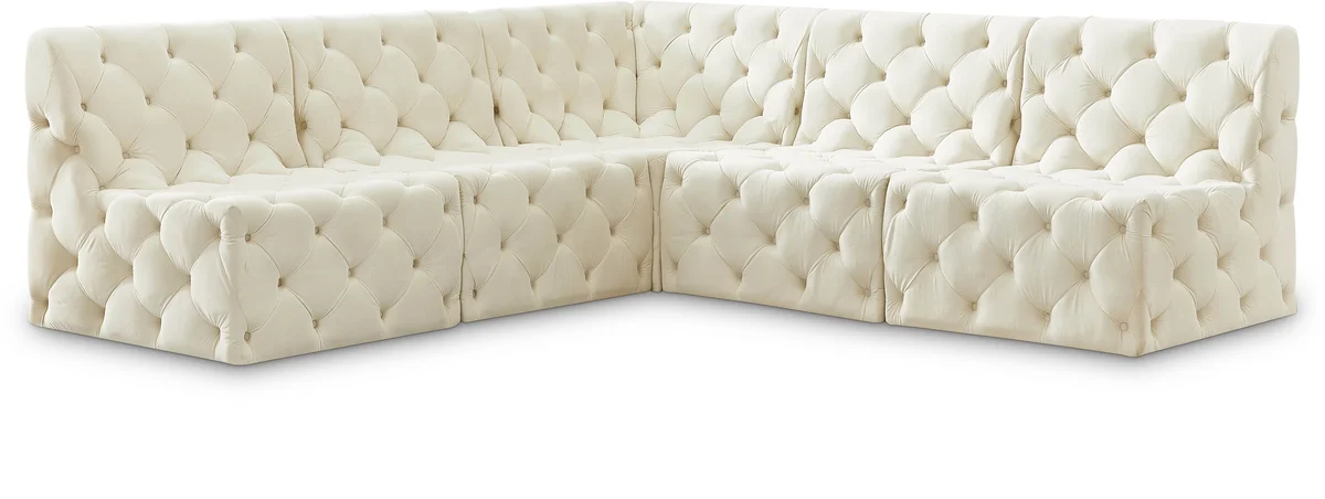 Tuft - 5 Piece Modular Corner Armless Sectional - Cream