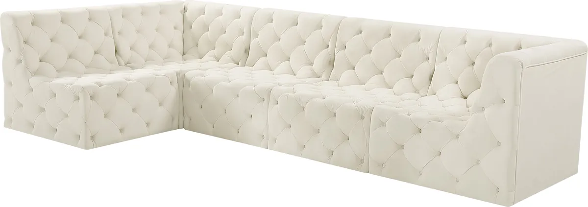 Tuft - 5 Piece Modular Sectional - Cream - View 2