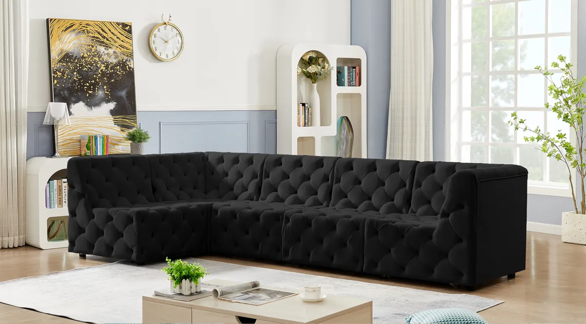 Tuft - 5 Piece Modular Sectional - Black