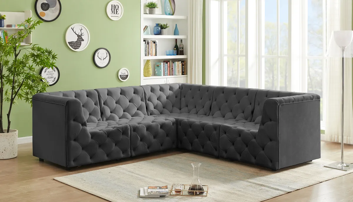 Tuft - 5 Piece Modular Corner Sectional - Gray - View 2