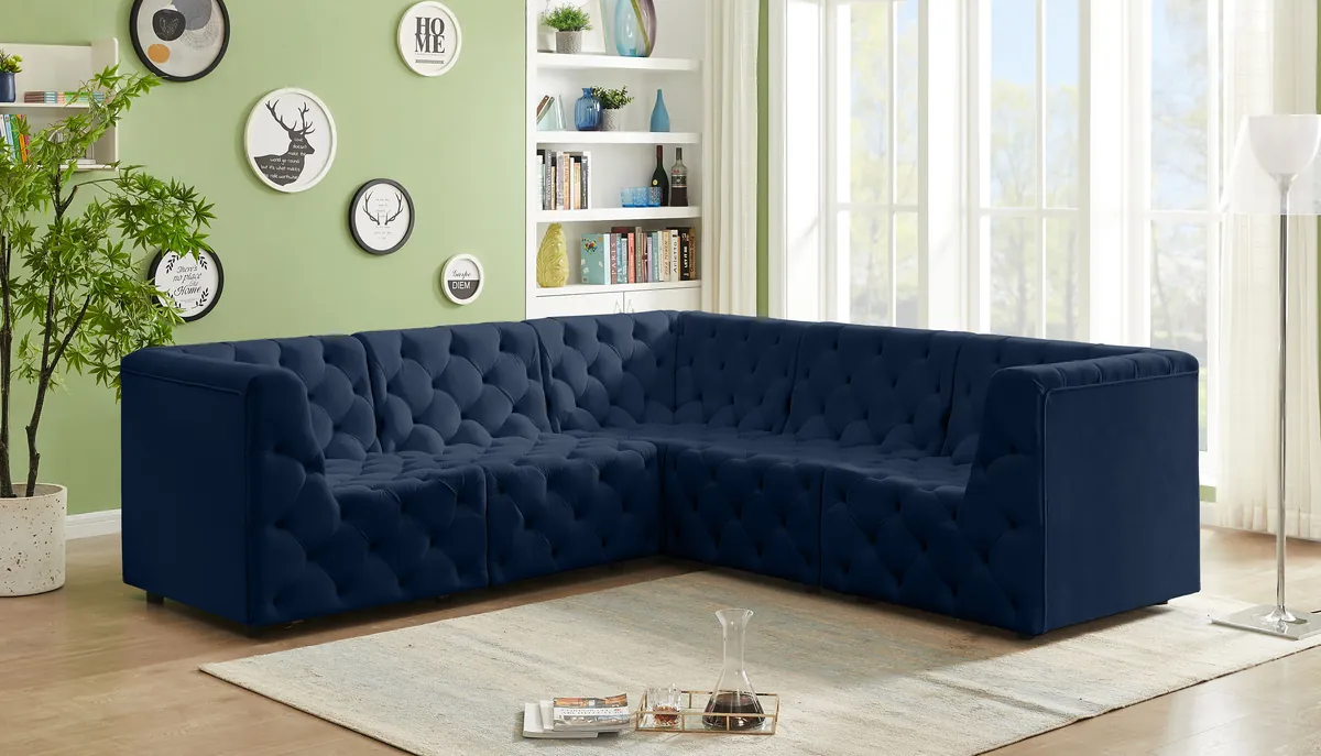 Tuft - 5 Piece Modular Corner Sectional - Navy - View 2