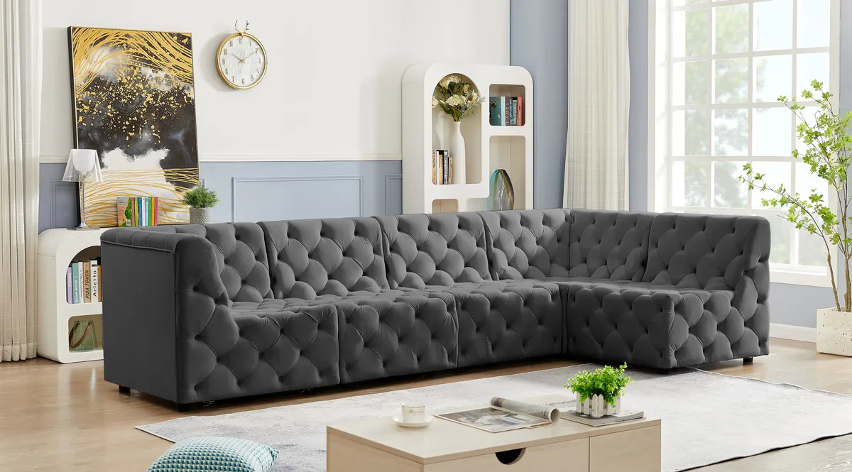 Tuft - 5 Piece Modular Sectional - Gray