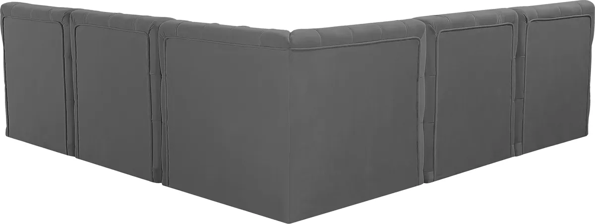 Tuft - 5 Piece Modular Corner Armless Sectional - Gray