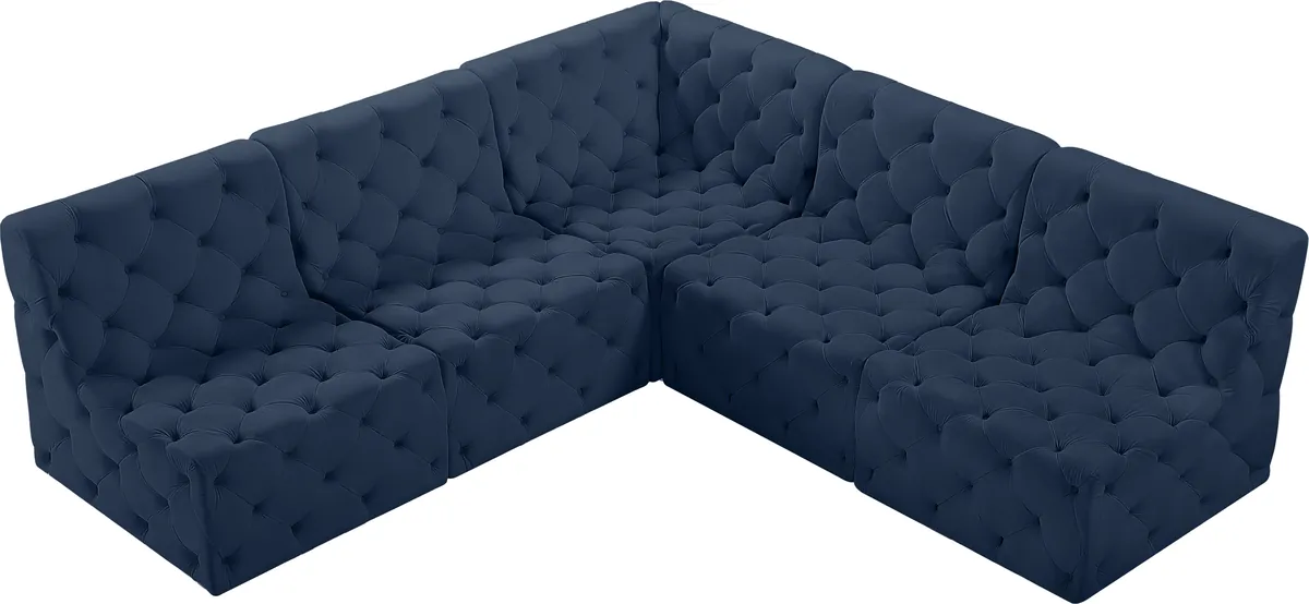 Tuft - 5 Piece Modular Corner Armless Sectional - Navy