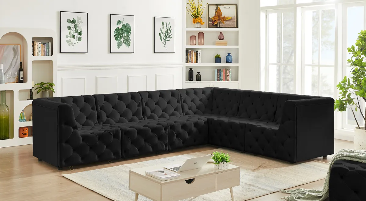 Tuft - 6 Piece Modular Corner Sectional - Black