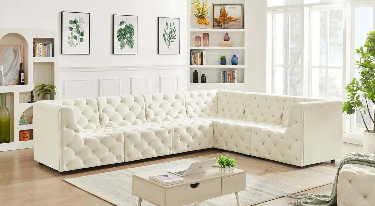 Tuft - 6 Piece Modular Corner Sectional - Cream