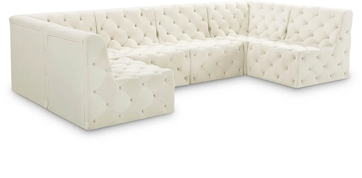 Tuft - 6 Piece Modular U-Shaped Sectional - Cream