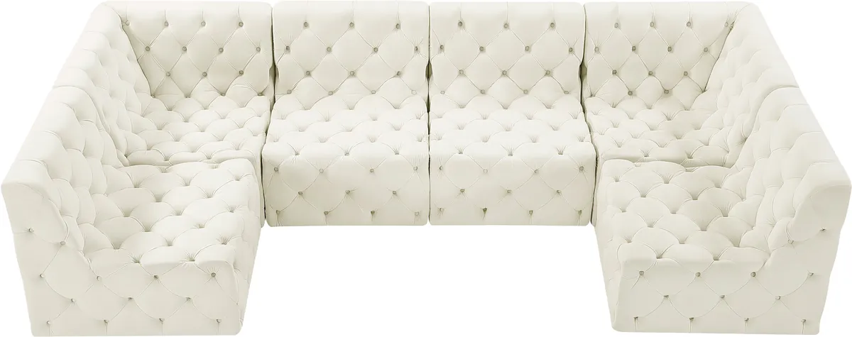 Tuft - 6 Piece Modular U-Shaped Sectional - Cream