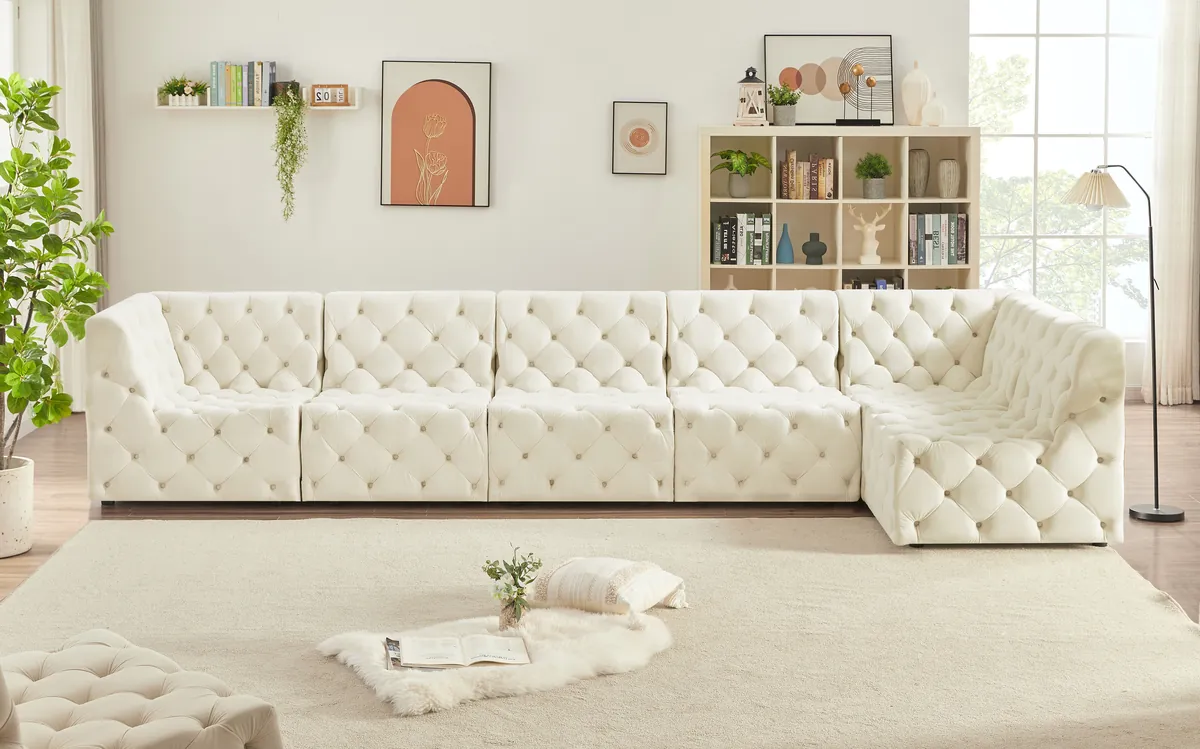 Tuft - 6 Piece Modular Sectional - Cream