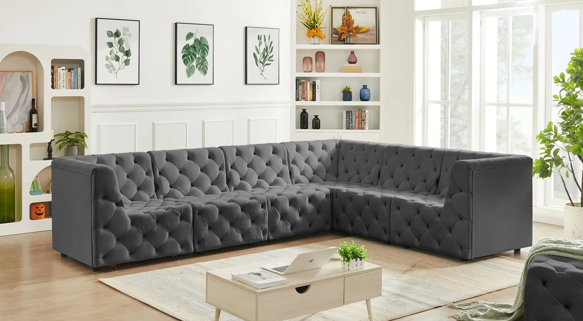 Tuft - 6 Piece Modular Corner Sectional - Gray