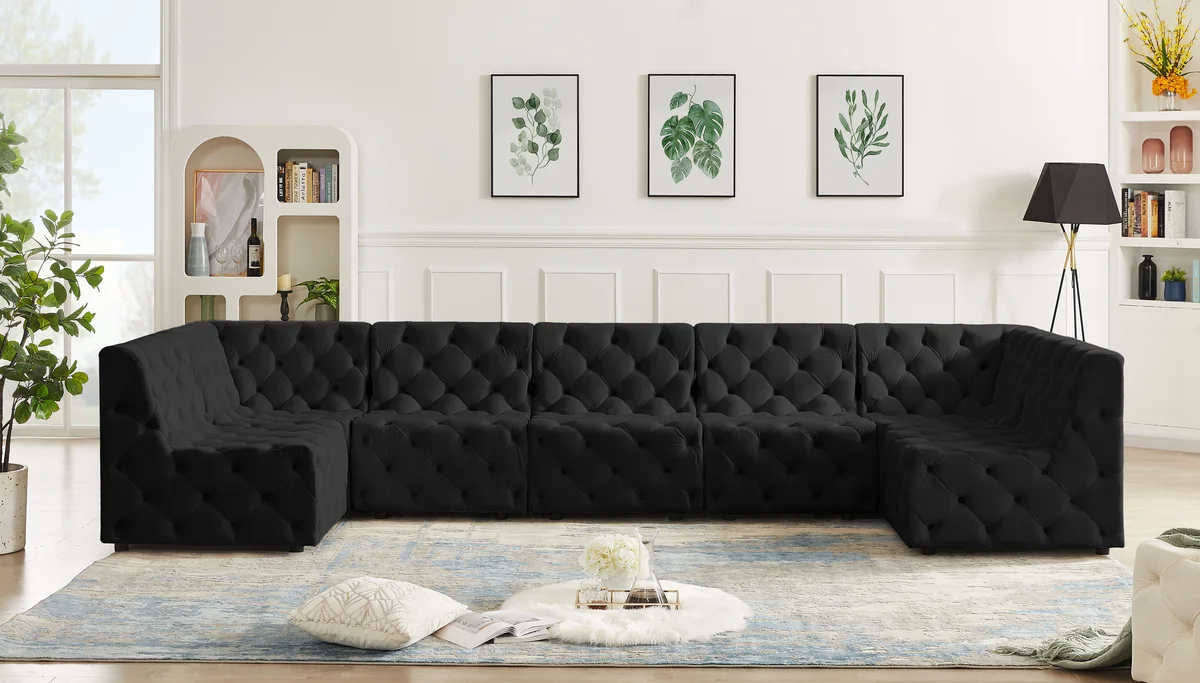 Tuft - 7 Piece Modular U-Shaped Sectional - Black - View 2
