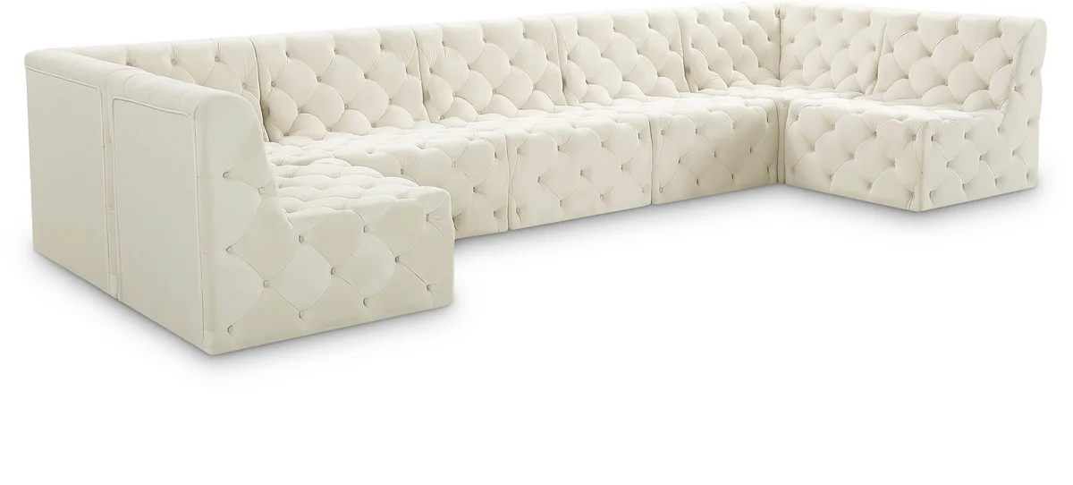 Tuft - 7 Piece Modular U-Shaped Sectional - Cream