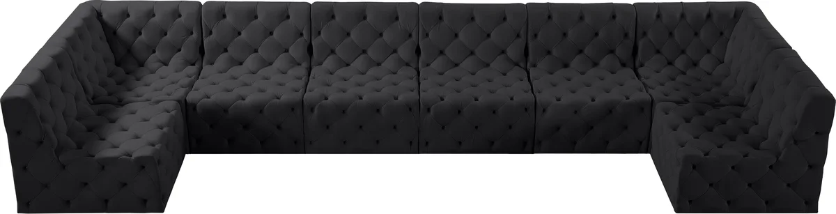 Tuft - 8 Piece Modular U-Shaped Armless Sectional - Black