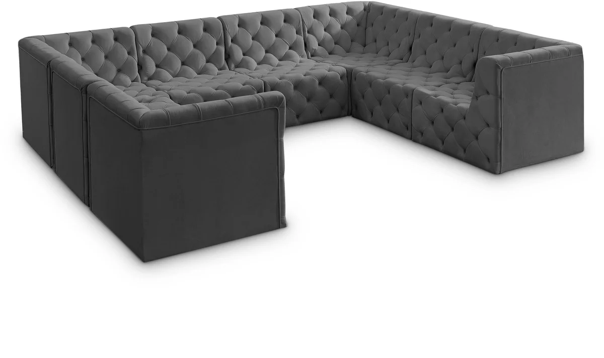 Tuft - 8 Piece Modular U-Shaped Sectional - Gray