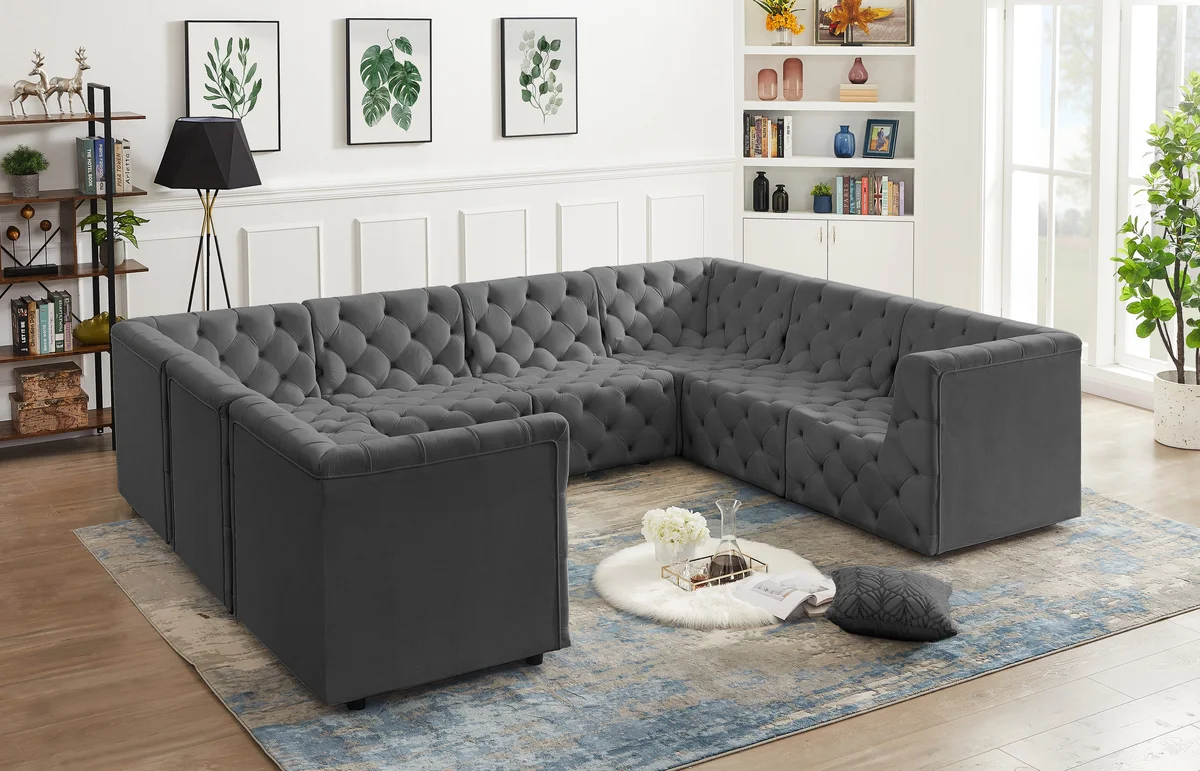 Tuft - 8 Piece Modular U-Shaped Sectional - Gray - View 2