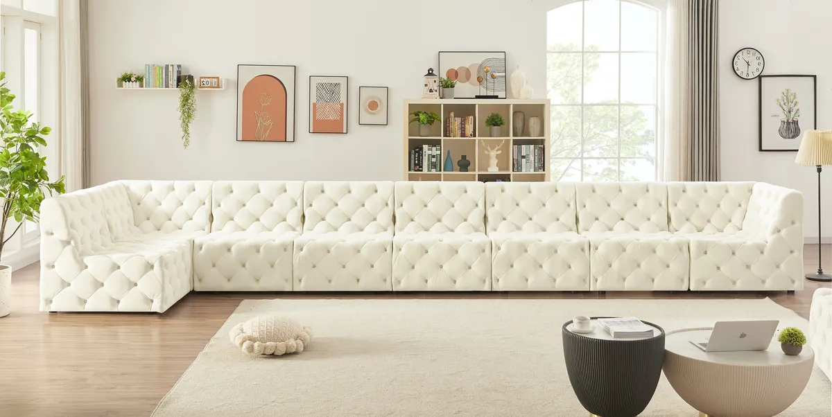 Tuft - 8 Piece Modular Sectional - Cream