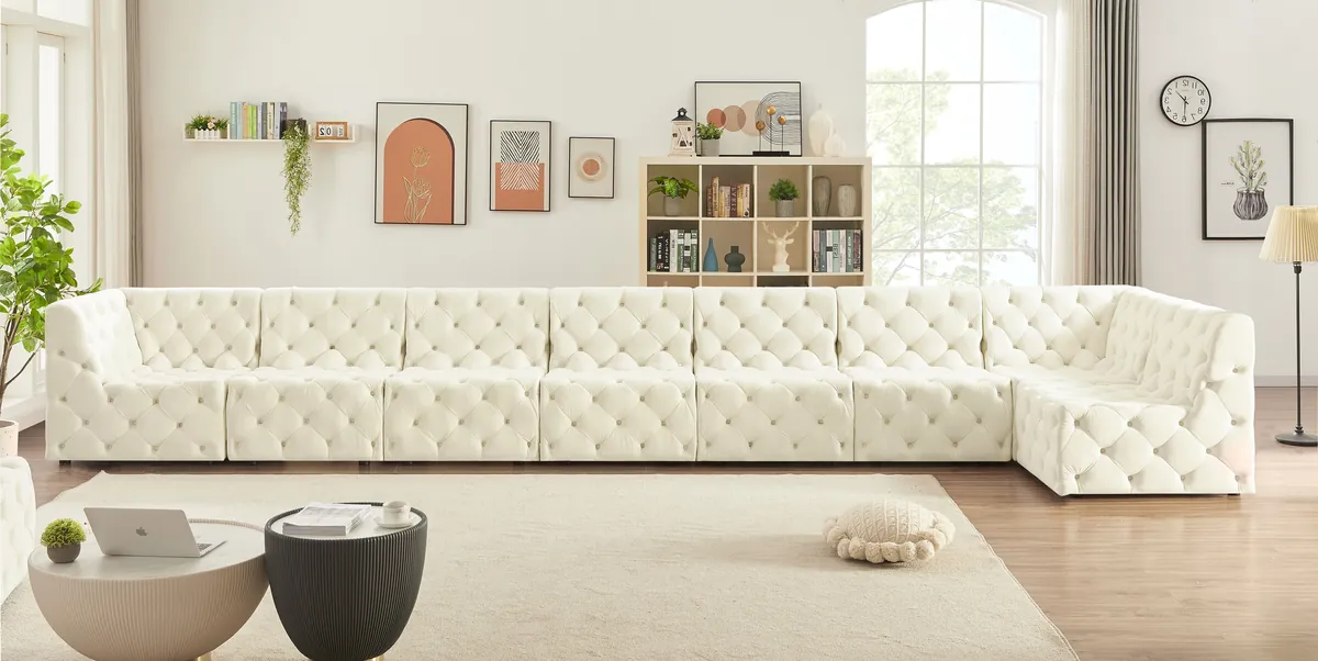 Tuft - 8 Piece Modular Sectional - Cream
