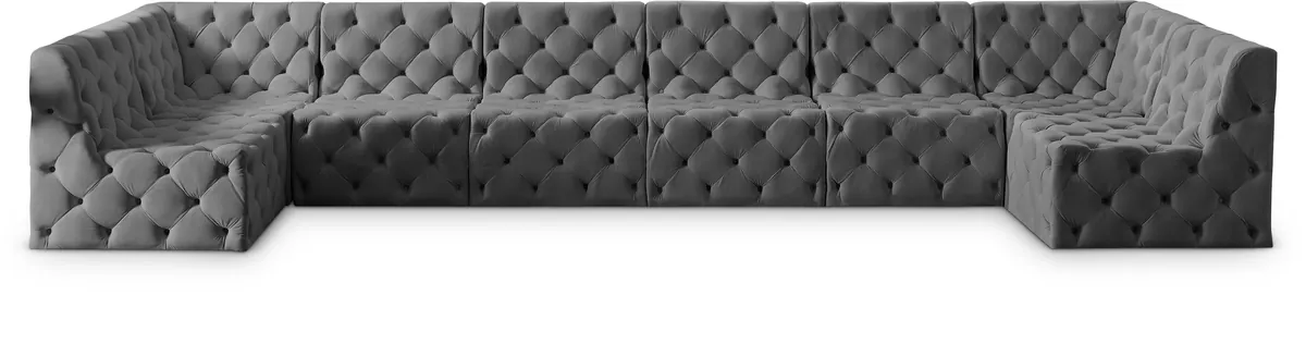 Tuft - 8 Piece Modular U-Shaped Armless Sectional - Gray