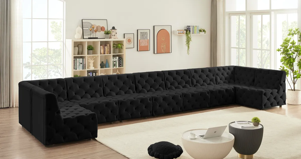 Tuft - 9 Piece Modular Sectional - Black - View 2