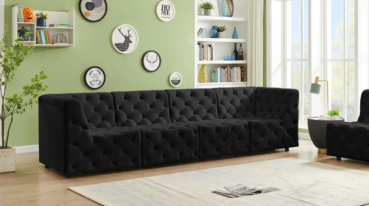 Tuft - 4 Seat Modular Sofa - Black