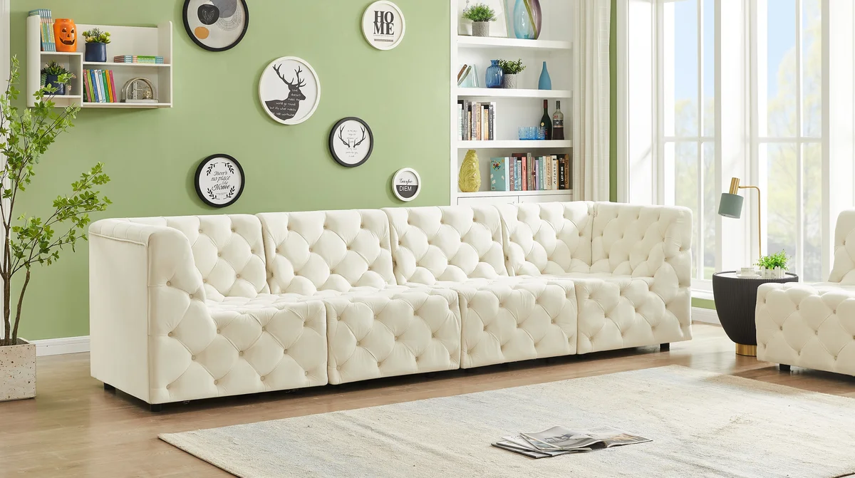 Tuft - 4 Seat Modular Sofa - Cream