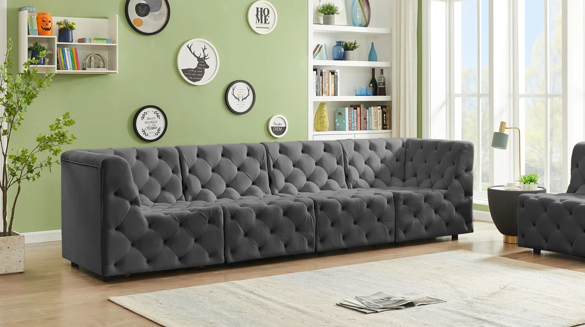 Tuft - 4 Seat Modular Sofa - Gray - View 2