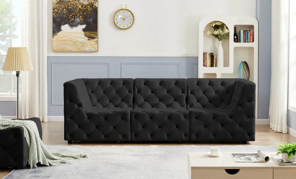 Tuft - 3 Seat Modular Sofa - Black - View 2
