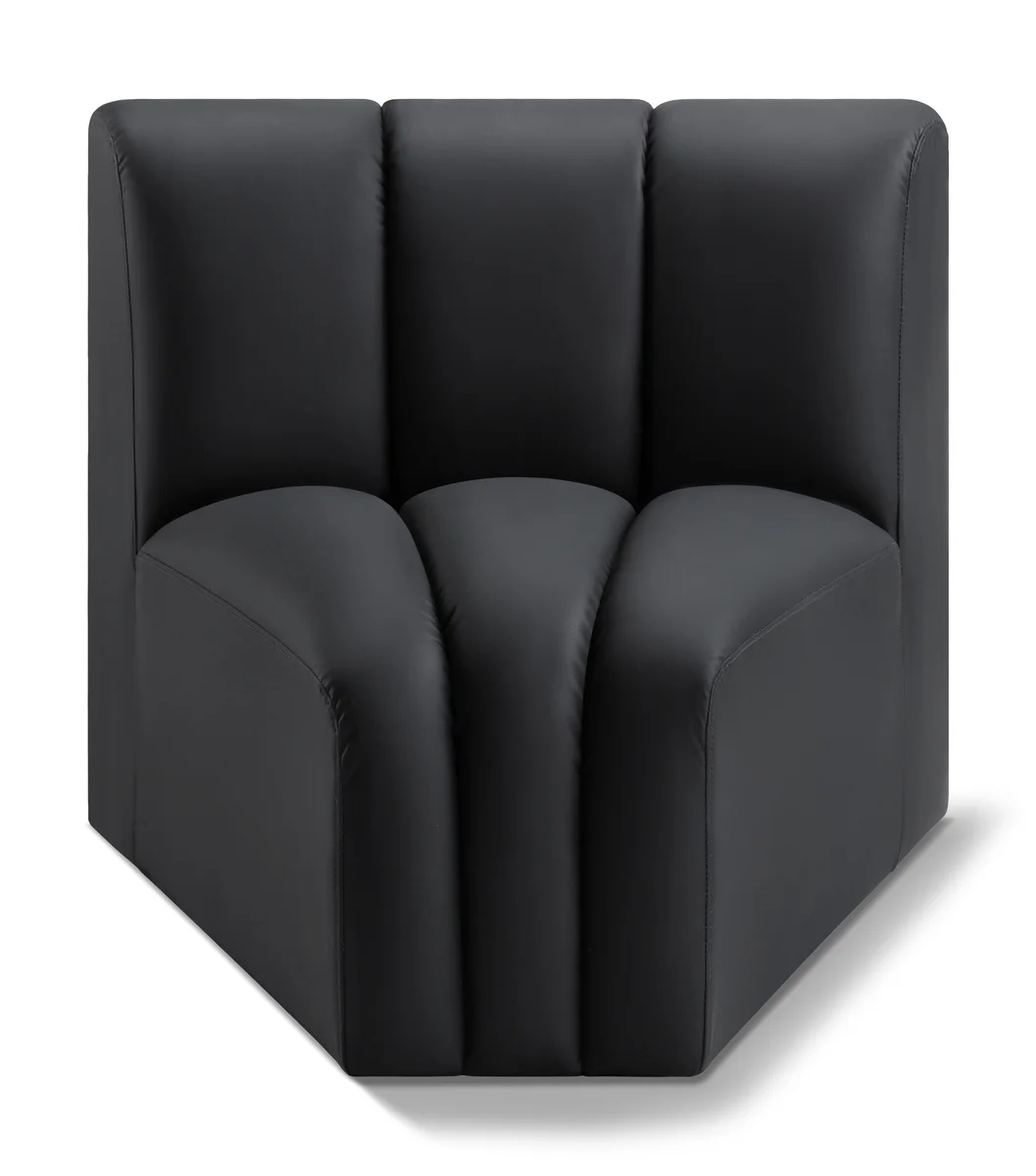 Arc - Faux Leather Curved Corner Chair - Black