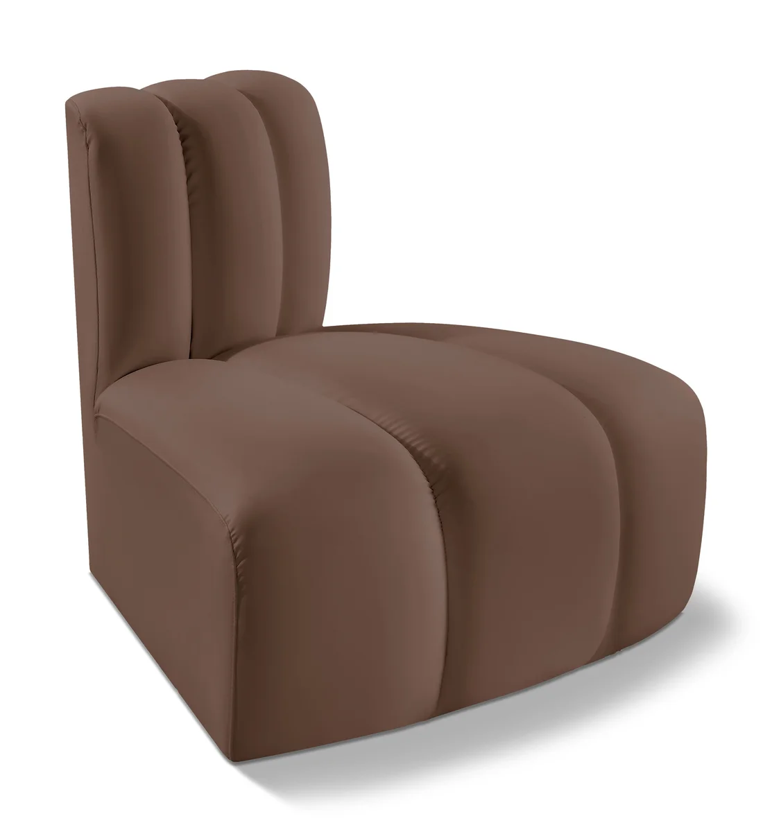 Arc - Faux Leather Reverse Corner Chair - Brown