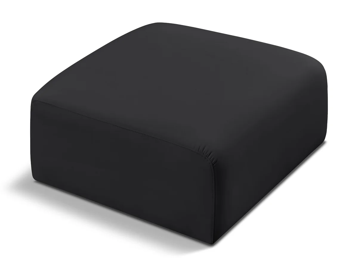 Arc - Faux Leather Ottoman - Black