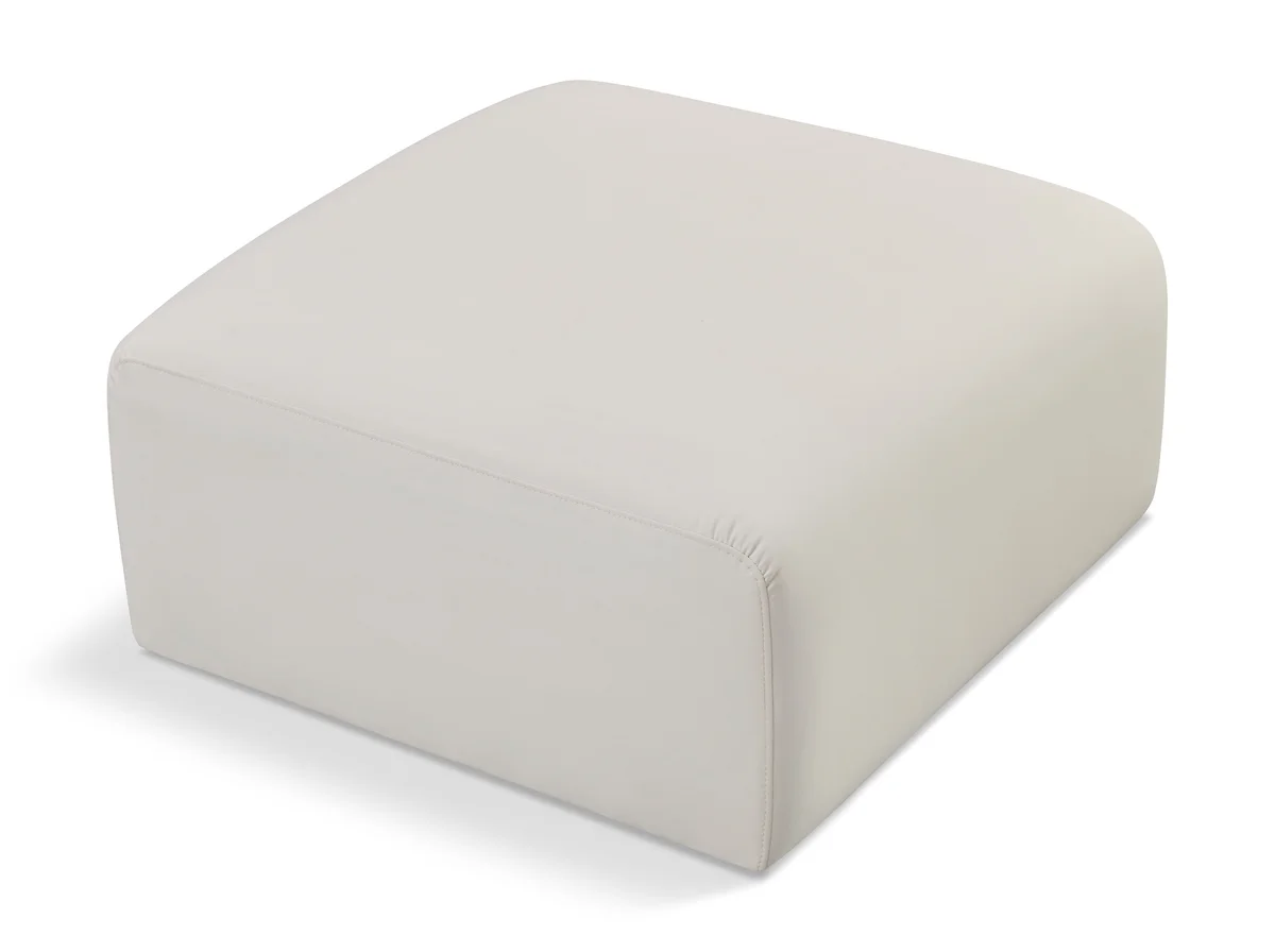 Arc - Faux Leather Ottoman - Cream
