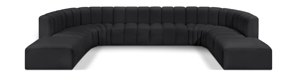Arc - Faux Leather Modular Sectional - Black