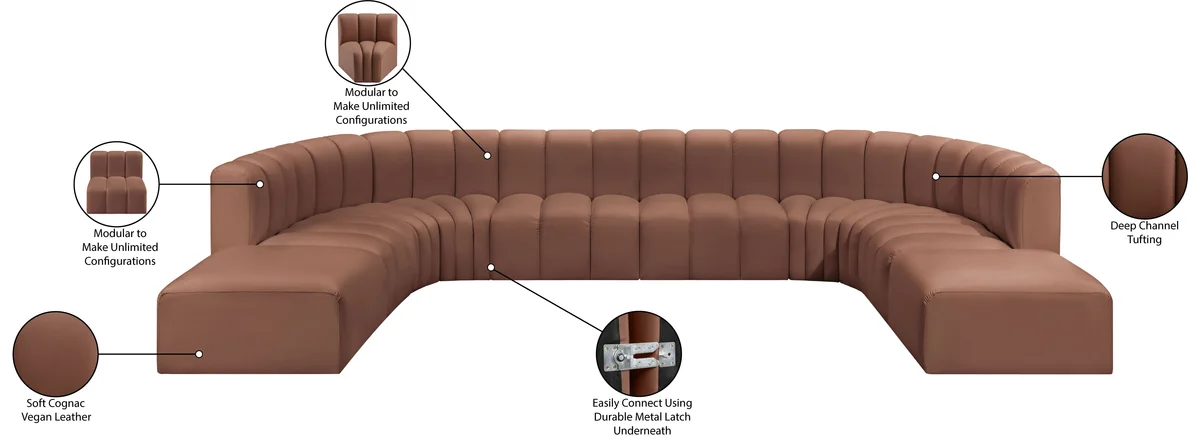 Arc - Faux Leather Modular Sectional - Cognac