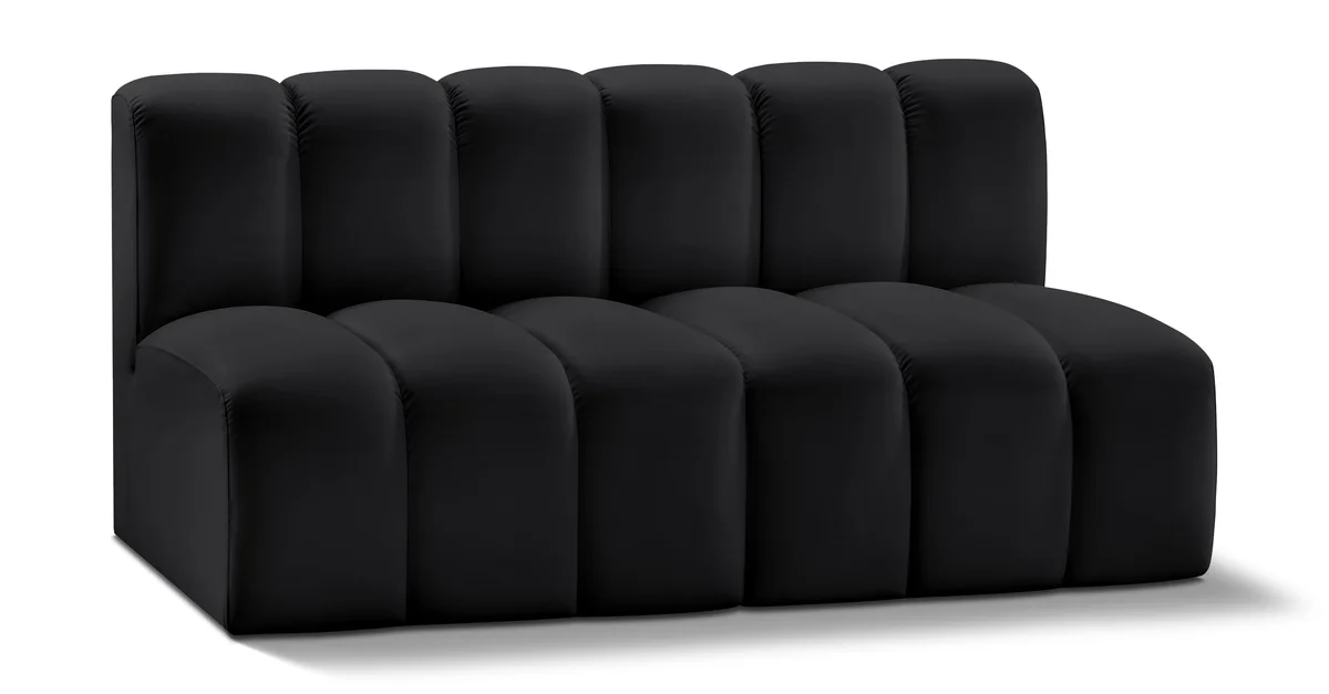 Arc - Faux Leather 2 Seats Modular Sofa - Black