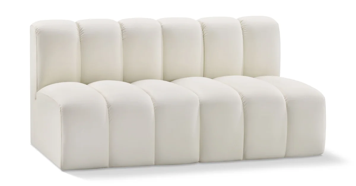 Arc - Faux Leather 2 Seats Modular Sofa - Cream