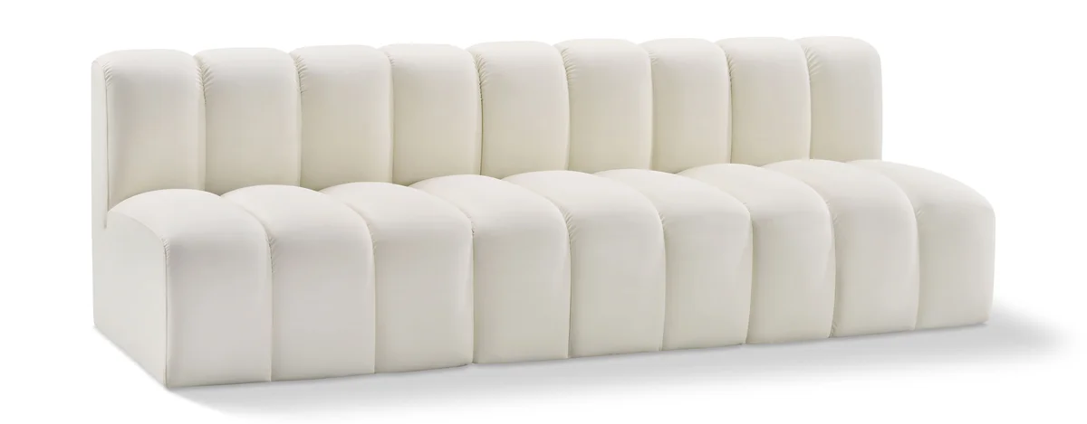 Arc - Faux Leather 3 Seats Modular Sofa - Cream