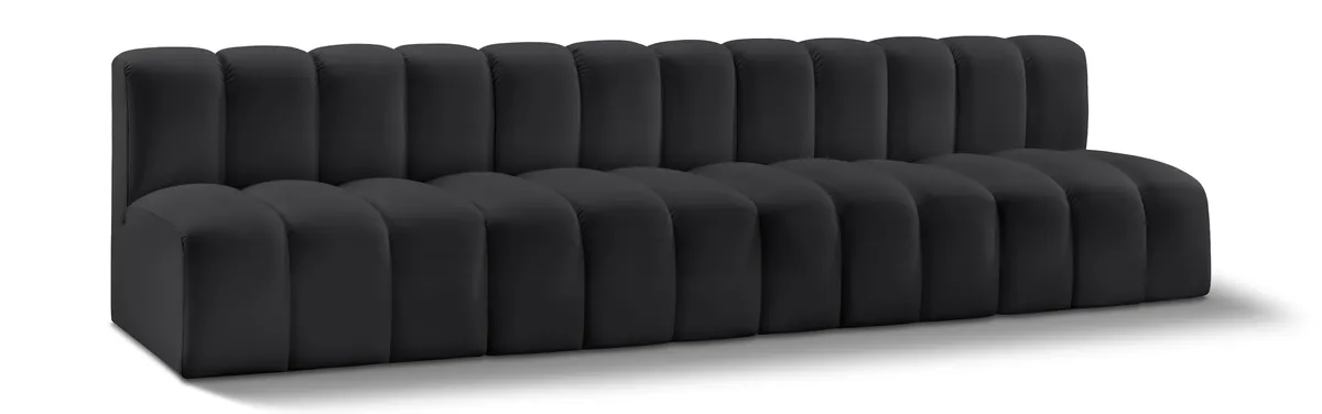 Arc - Faux Leather 4 Seats Modular Sofa - Black