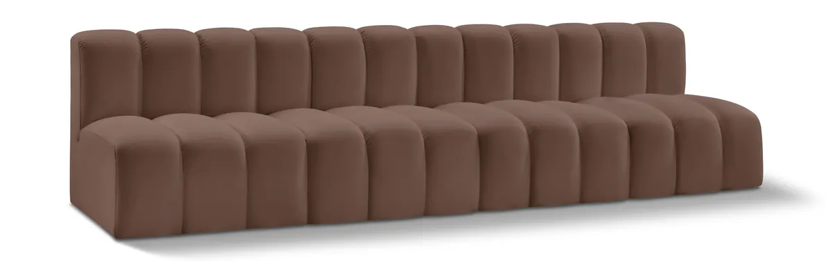 Arc - Faux Leather 4 Seats Modular Sofa - Brown