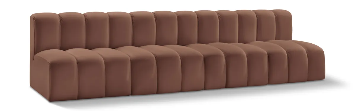 Arc - Faux Leather 4 Seats Modular Sofa - Cognac