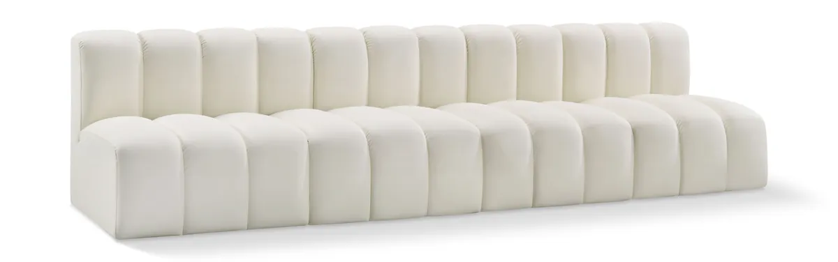 Arc - Faux Leather 4 Seats Modular Sofa - Cream
