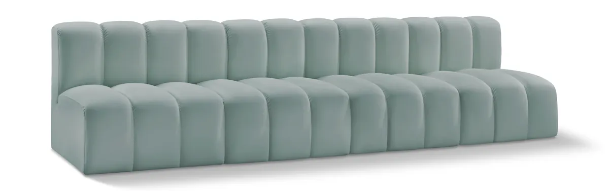 Arc - Faux Leather 4 Seats Modular Sofa - Green