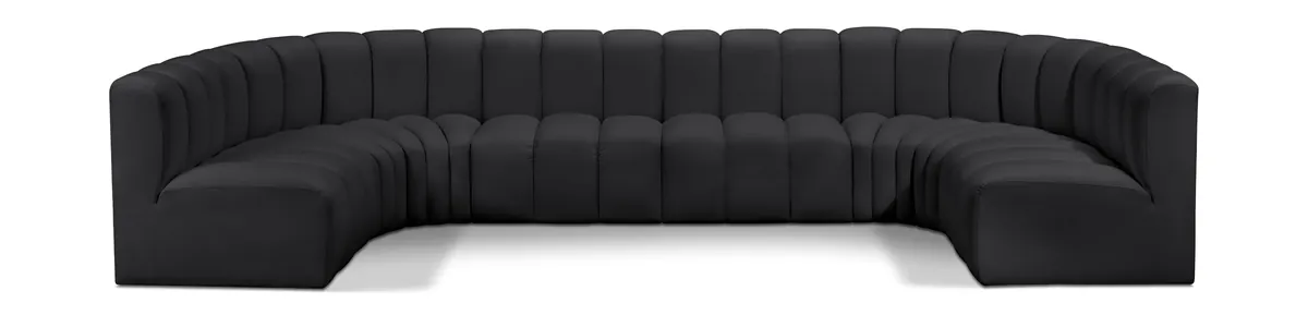 Arc - Faux Leather Modular U-Shaped Sectional - Black