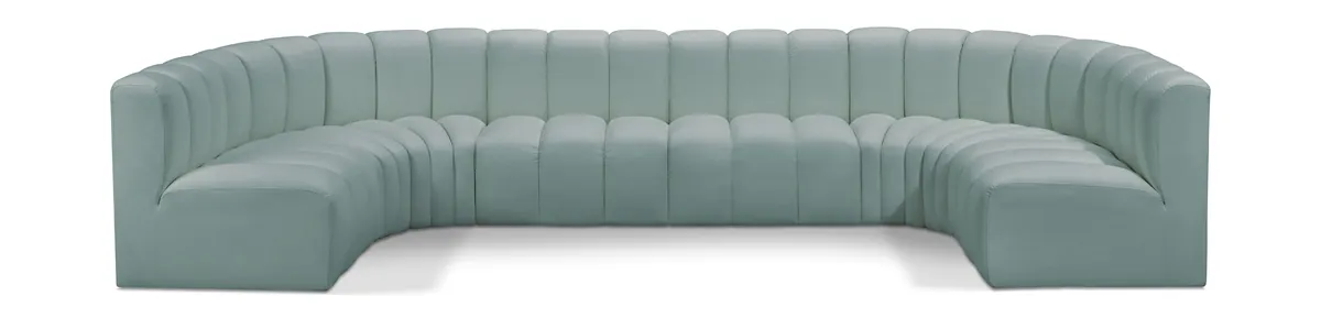 Arc - Faux Leather Modular U-Shaped Sofa - Green