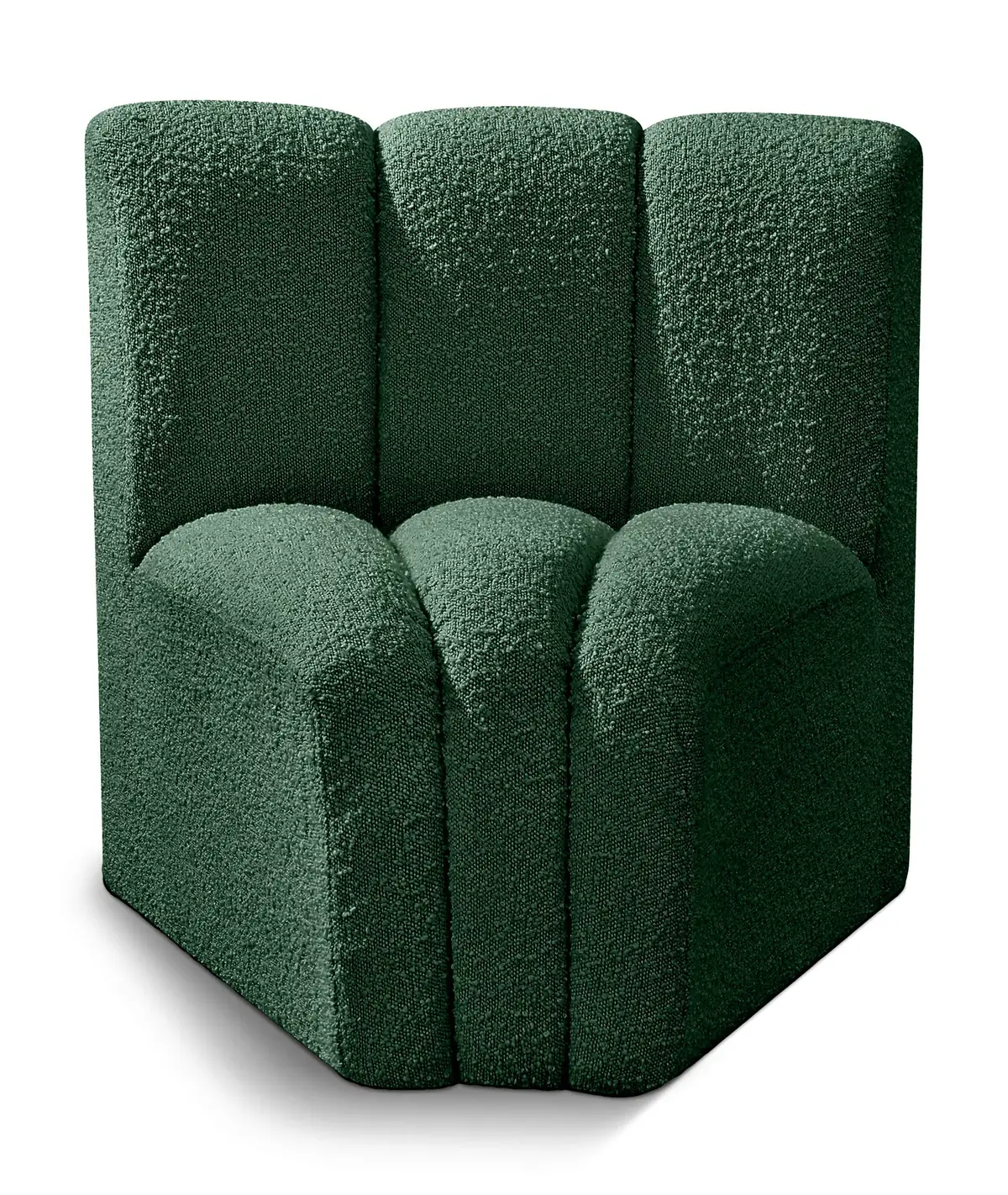 Arc - Boucle Fabric Curved Corner Chair - Green