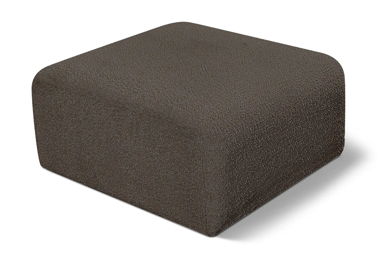 Arc - Boucle Fabric Ottoman - Brown